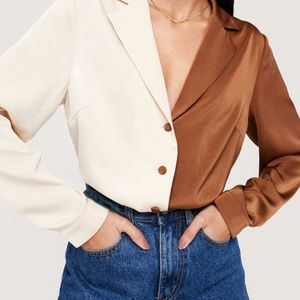 Nastygal Colorblock Satin Shirt
